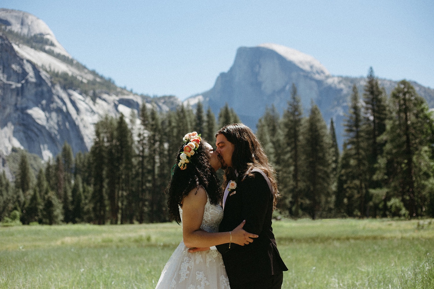 Bride and groom enjoying their wedding day in Yosemite.