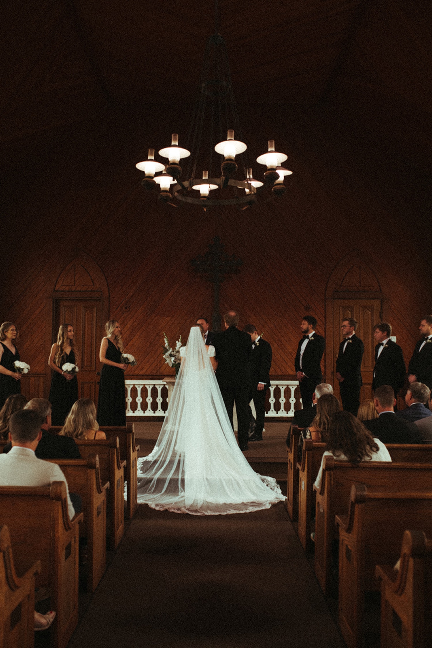 Bride and groom get married in a church in Bay Area