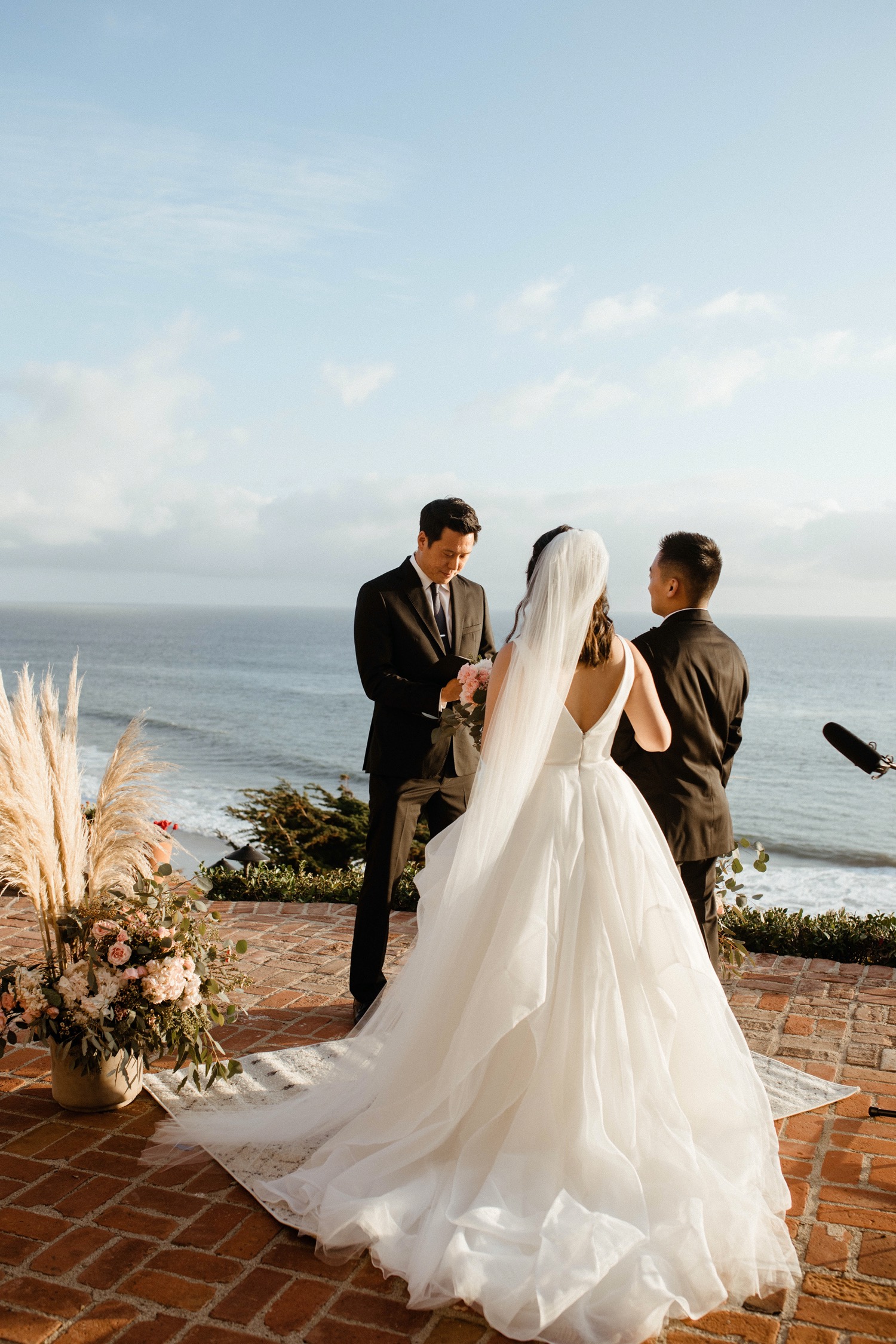 Bride and Groom get married in backyard ceremony in Malibu.